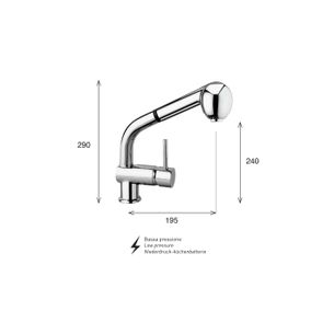 MISCELATORE MONOCOMANDO CUCINA DOCCIA ESTRAIBILE SATURNO SA70 DEA BP - BASSA PRESSIONE