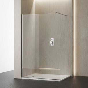 PARETE DOCCIA WALK IN 100X200h CM CRISTALLO 8MM TRASPARENTE - 1 BRANCETTO