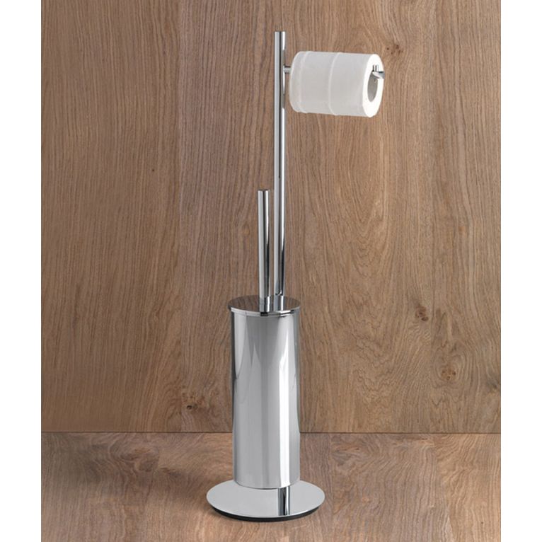 piantana portarotolo con scopino cromo serie hoop capannoli