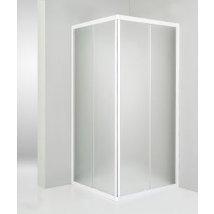 BOX DOCCIA ANGOLARE  PORTA SCORREVOLE 93X81 CM OPACO BIANCO