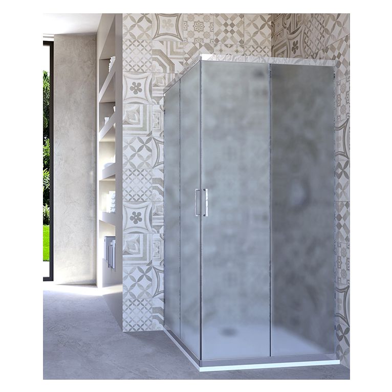 box doccia angolare porta scorrevole 90x90 cm opaco