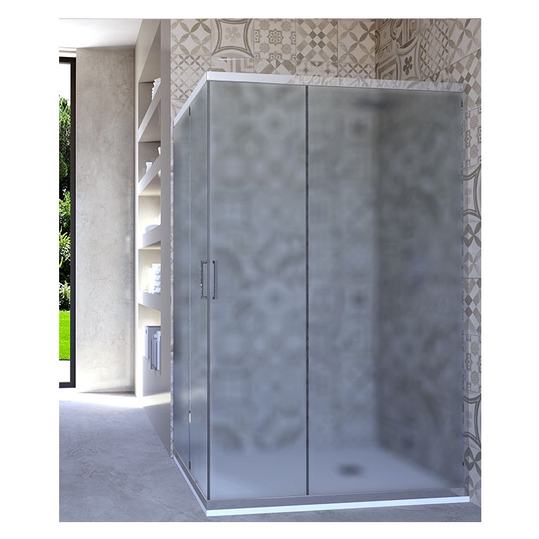 box doccia angolare porta scorrevole 60x100 cm opaco