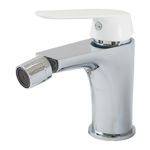 MISCELATORE BIDET CROMATO CON LEVA OPACO BIANCO OPACO CON  PILETTA CLICK CLACK 1" 1/4 E FLESSIBILI SERIE DREAM