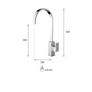 MISCELATORE MONOCOMANDO CUCINA CANNA ALTA STYLE SY70 CAO