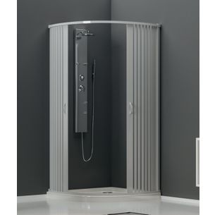 BOX DOCCIA SEMICIRCOLARE A SOFFIETTO CHIUSURA CENTRALE 80 CM IN PVC BIANCO - MALTA - VENTANA