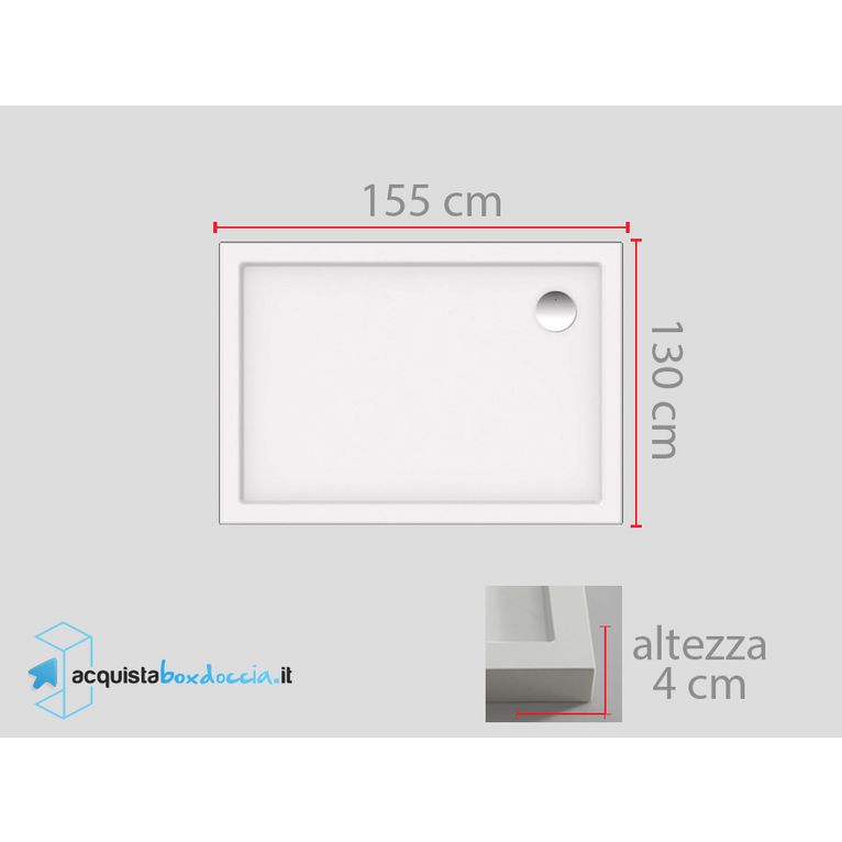 piatto doccia 155x130 cm altezza 4 cm colore crema
