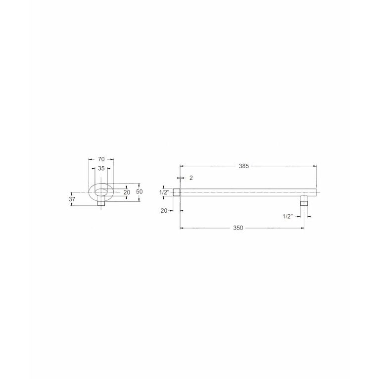 braccio doccia bd6025 in ottone serie sphera
