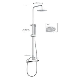 KIT COLONNA DOCCIA CILINDRICA CON DEVIATORE,SOFFIONE ABS DIAMETRO mm 200,MISCELATORE CILINDRICO,FLESSIBILE cm 150 E DOCCETTA CILINDRICA IN ABS. FINITURA CROMATA - 13078/20