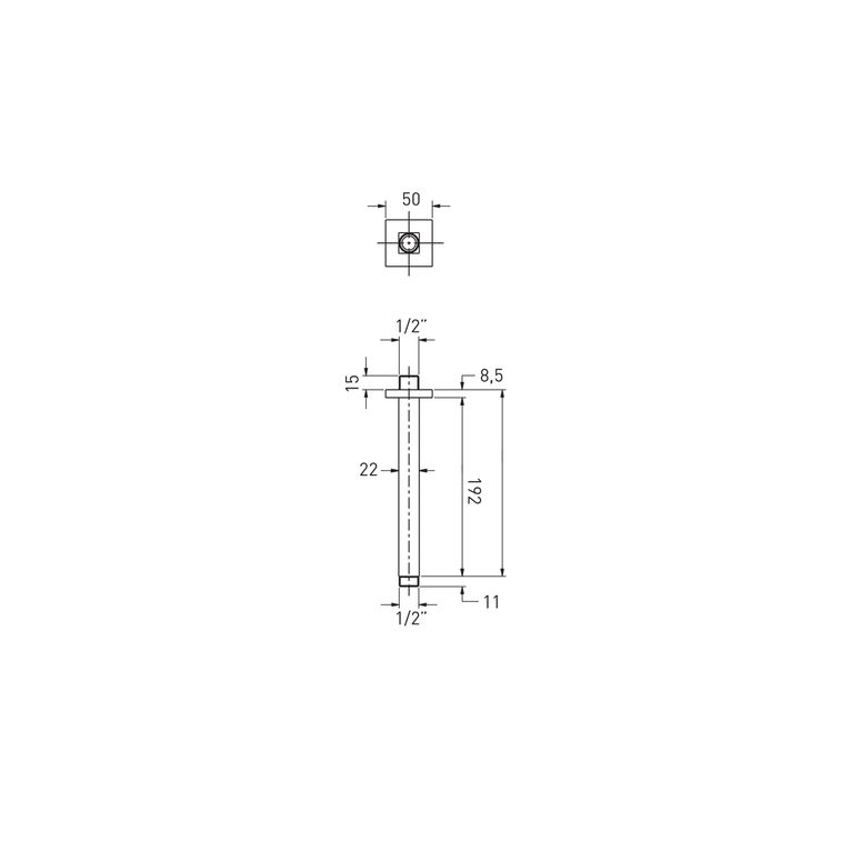 braccio quadrato a soffitto. 3720/30 - ottone cromato
