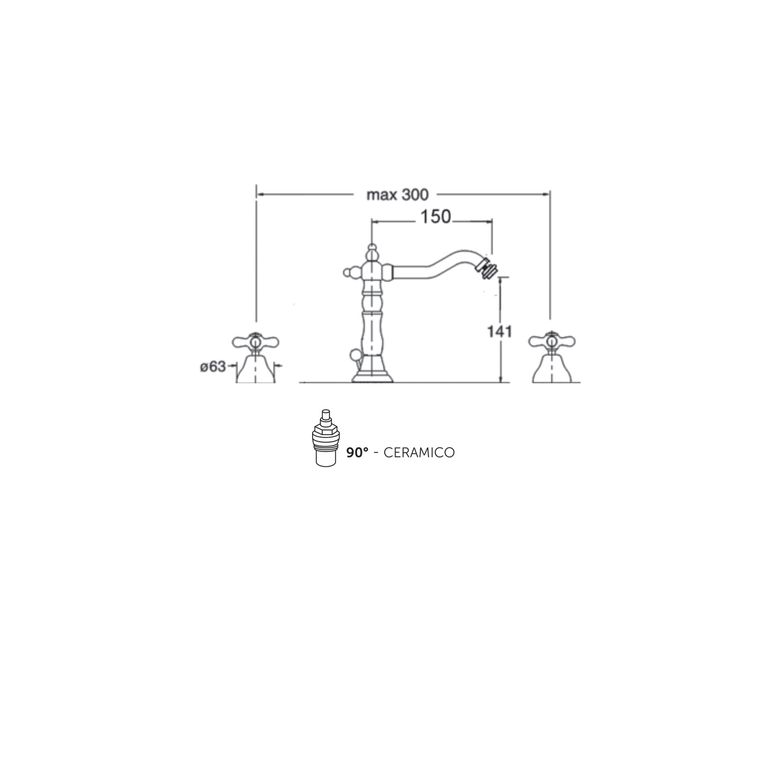 batteria bidet a tre fori, bocca antica kiss ks30 ba