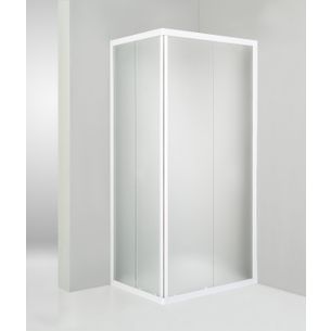 BOX DOCCIA ANGOLARE PORTA SCORREVOLE 75X95 CM OPACO BIANCO