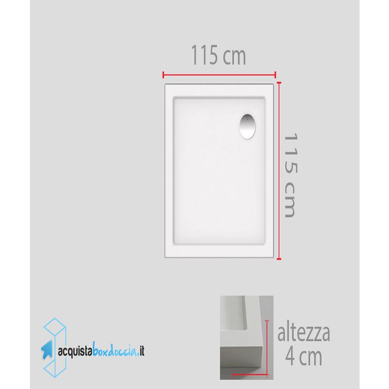 piatto doccia 115x115 cm altezza 4 cm colore crema