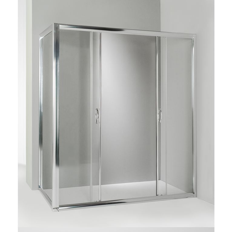 box doccia 75x165 cm angolare anta fissa porta scorrevole trasparente