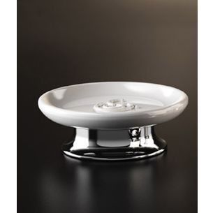 PORTASAPONE DA APPOGGIO CROMO E CERAMICA BIANCA SERIE AREA CAPANNOLI