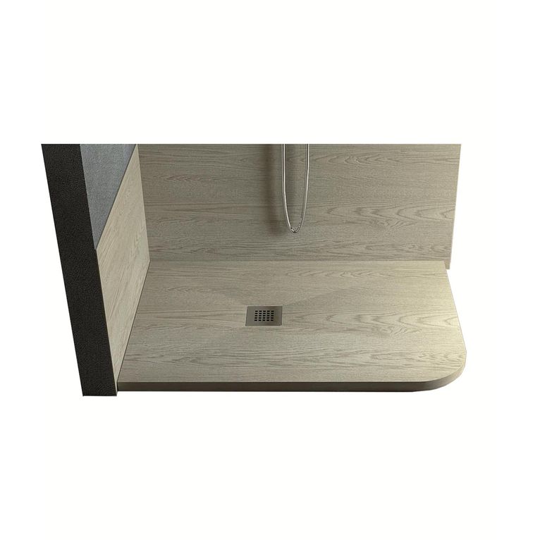 piatto doccia asimmetrico in marmo-resina 80x90 cm - rocky wood