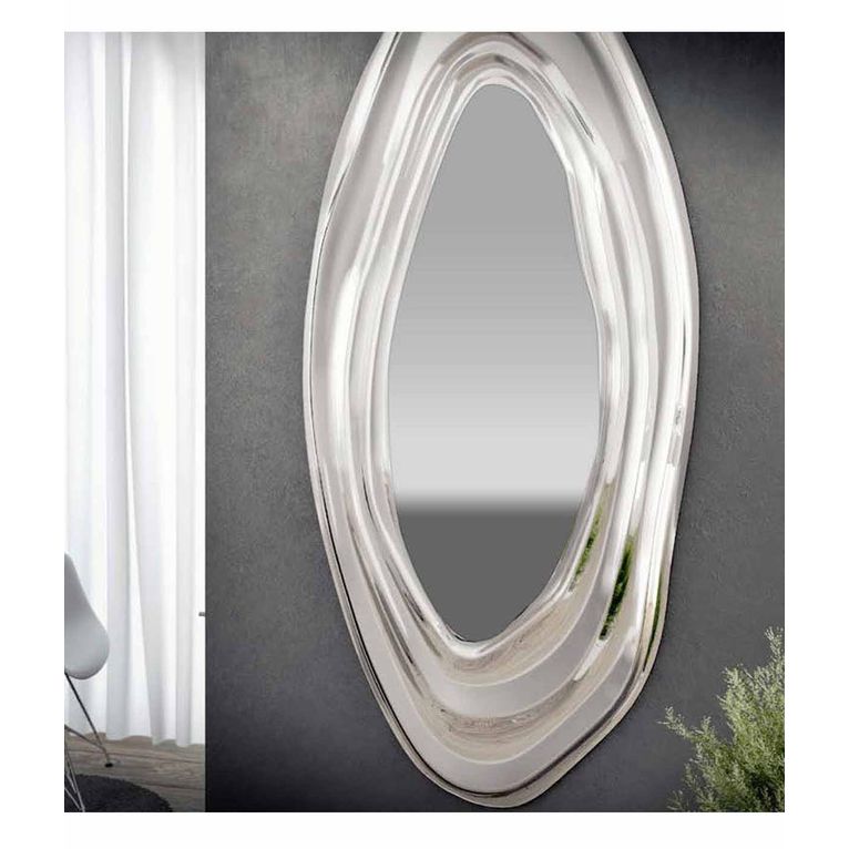   specchio con cornice in vetro fuso argento 100x200 cm art 1062-a serie la progetto