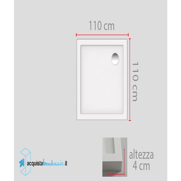 piatto doccia 110x110 cm altezza 4 cm colore crema
