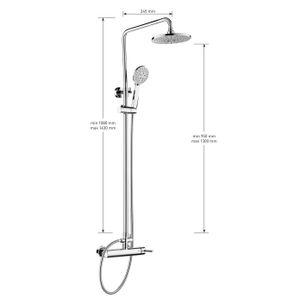 KIT COLONNA DOCCIA CILINDRICA CON DEVIATORE,SOFFIONE ø 200 ABS,MISCELATORE,FLESSIBILE cm 150 E DOCCETTA QUADRATA IN ABS. FINITURA CROMATA - 13074