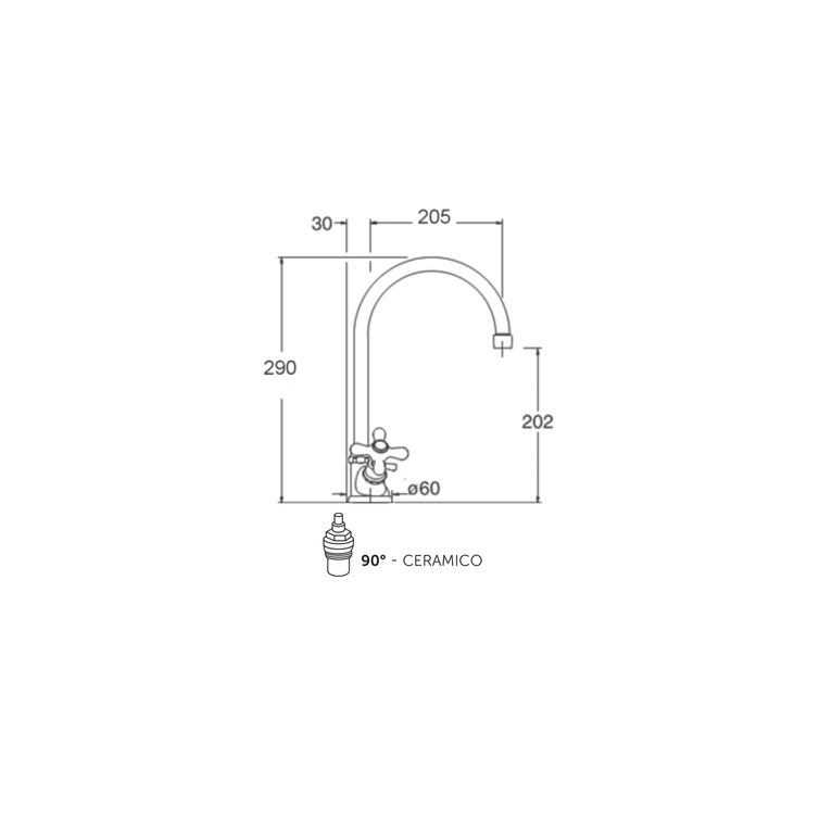 miscelatore monoforo lavabo bocca alto kiss ks25 cao