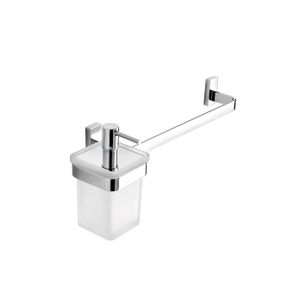 PORTA ASCIUGAMANI CON DOSAPONE CROMO E VETRO TRASPARENTE SERIE SLIM CAPANNOLI