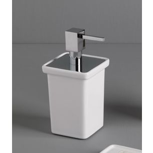 DOSASAPONE DA APPOGGIO CROMO E CERAMICA BIANCO SERIE QUADRICA CAPANNOLI