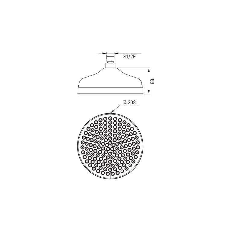 soffioni doccia anticalcare, con braccio in ottone con diametro da 200 mm. retrò - ottone cromato 4220/20