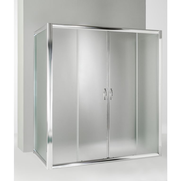 box doccia 3 lati con 2 ante fisse e porta scorrevole 80x165x80 cm opaco