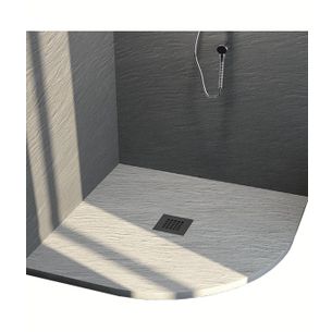 PIATTO DOCCIA ANGOLARE TEXTURIZZATO EFFETTO ARDESIA IN MARMO-RESINA 100X100 CM - ROCKY CLASSIC EASY