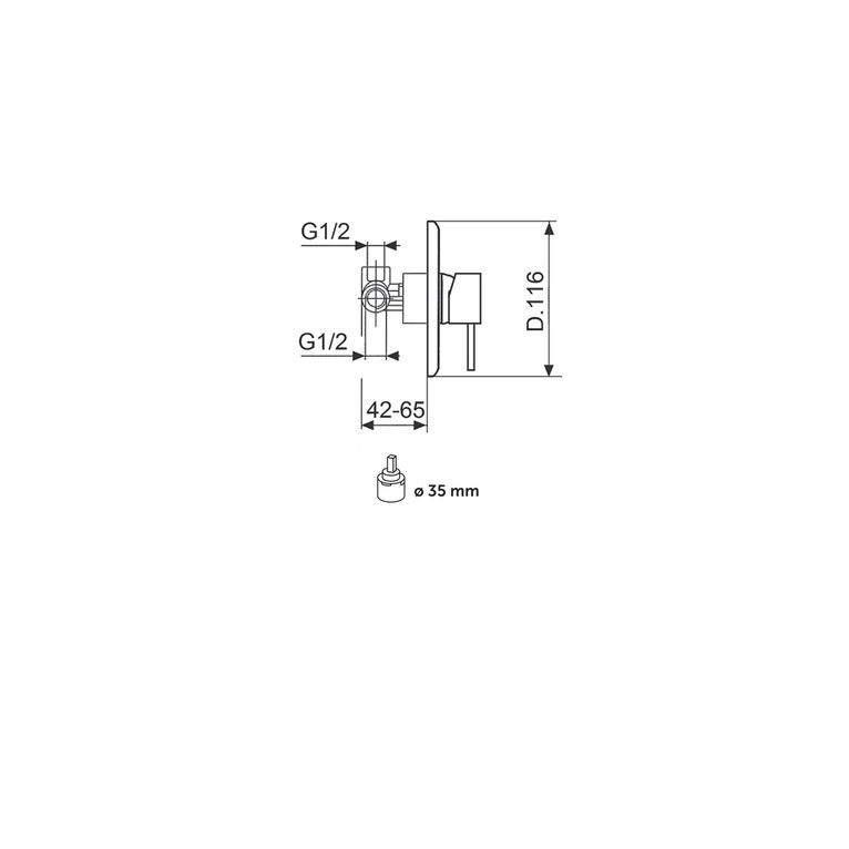 miscelatore monocomando incasso doccia bianco opaco minimal mn40