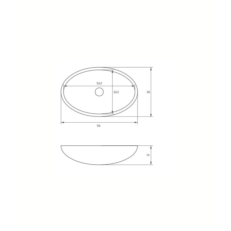 lavabo d'appoggio a libera installazione in solid surface 56x36 cm - ovo