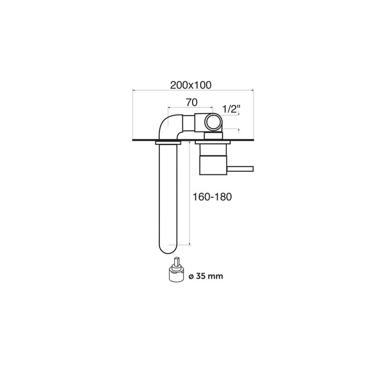 miscelatore monocomando lavabo incasso orizzontale senza scarico bianco opaco minimal mn26
