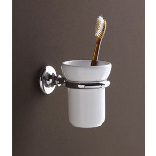 PORTA SPAZZOLINI CROMO E CERAMICA BIANCO SERIE AREA CAPANNOLI