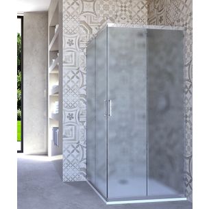 BOX DOCCIA ANGOLARE PORTA SCORREVOLE 85X85 CM OPACO