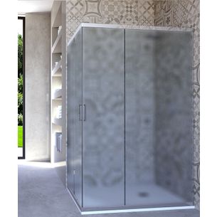 BOX DOCCIA ANGOLARE PORTA SCORREVOLE 95X110 CM OPACO