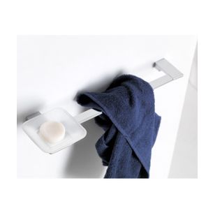 PORTA ASCIUGAMANI CON PORTASAPONE CROMO E VETRO SATINATO SERIE SWING CAPANNOLI