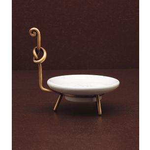 PORTASAPONE DA APPOGGIO BRONZO SATINATO E CERAMICA BIANCO SERIE RETRO' CAPANNOLI