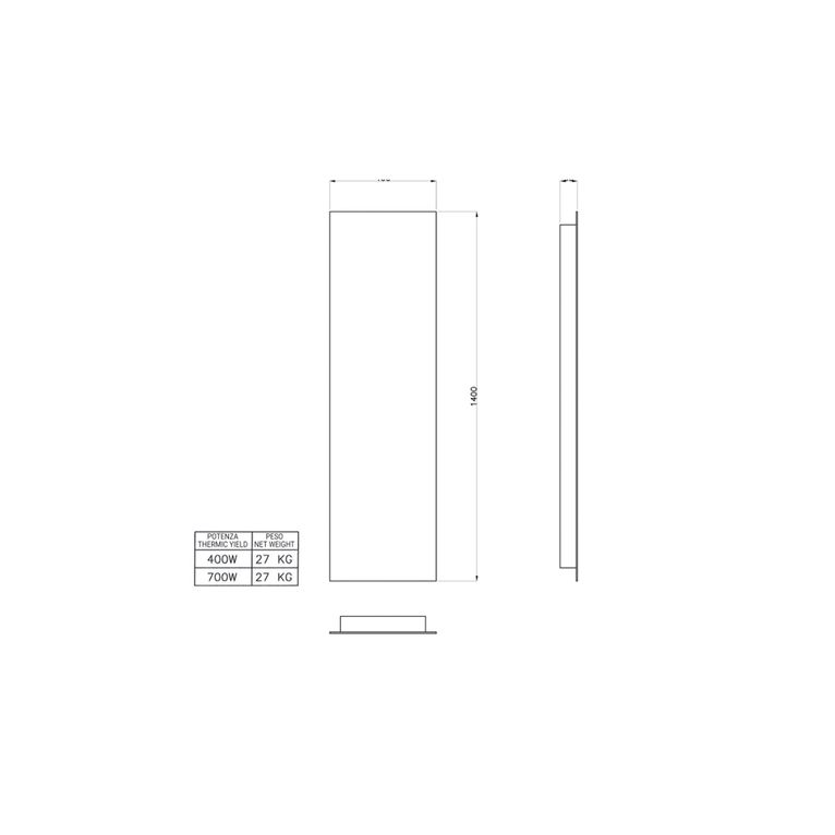 termoarredo elettrico a muro 400w hom - miros l