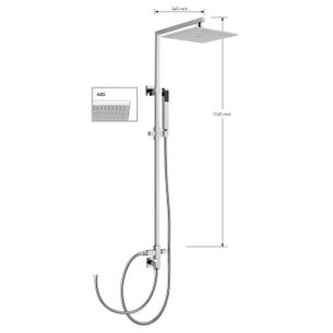 KIT COLONNA DOCCIA QUADRATA CON DEVIATORE,SOFFIONE QUADRATO ABS mm 200x200,FLESSIBILE cm 60,PRESA ACQUA,FLESSIBILE cm 150 E DOCCETTA QUADRATA IN ABS. FINITURA CROMATA - 13095 A/20