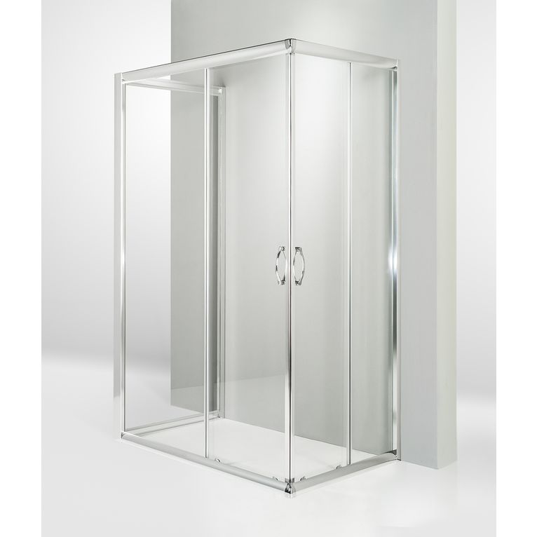box doccia 80x110x80 cm 3 lati porta scorrevole trasparente