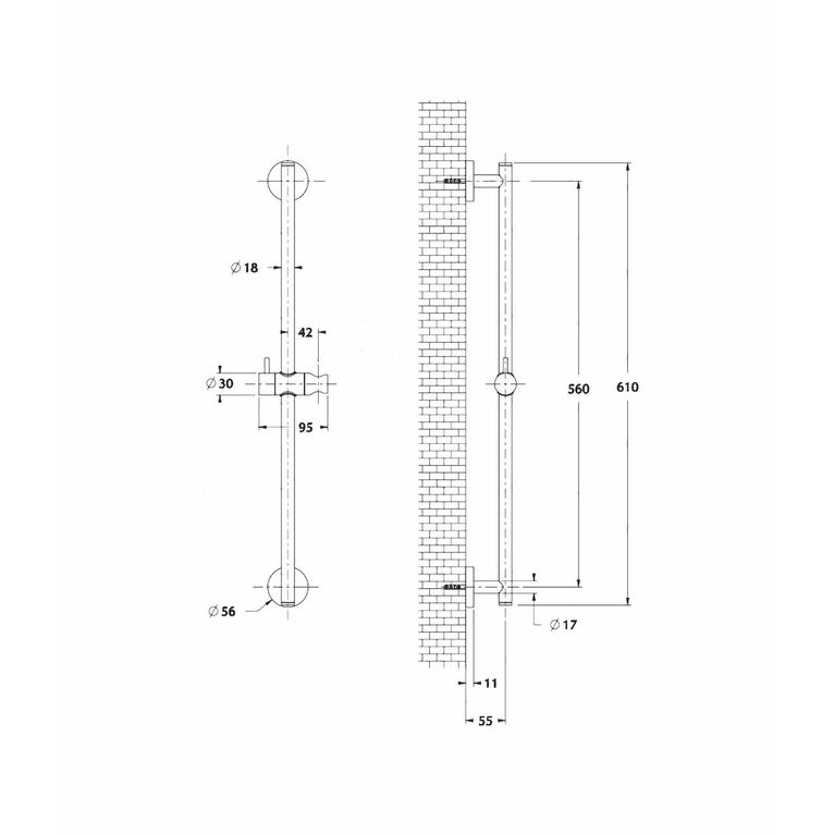 saliscendi stilo sl8s43903cr in ottone completo di doccia star ac e flessibile serie sphera