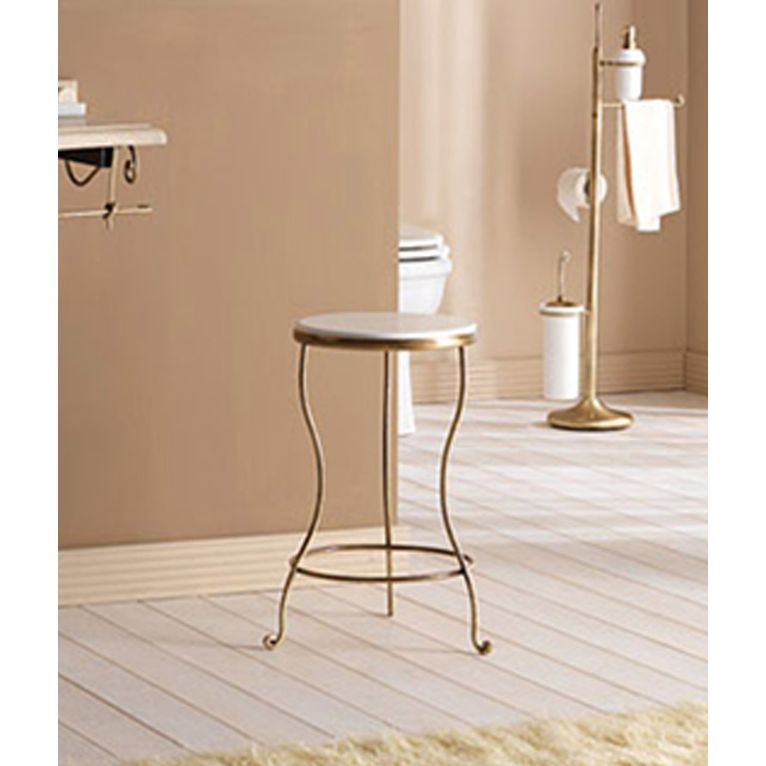 sgabello bronzo satinato e legno bianco serie retro' capannoli