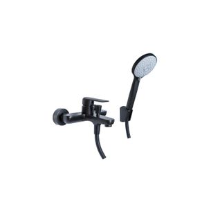 MISCELATORE VASCA NERO OPACO COMPLETO DI KIT DOCCIA, FLESSIBILE, SUPPORTO E DOCCIA MULTI GETTO SERIE HH