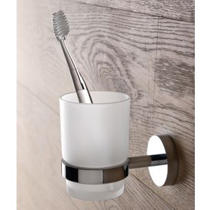 PORTA SPAZZOLINI CROMO E VETRO SATINATO SERIE HOOP CAPANNOLI