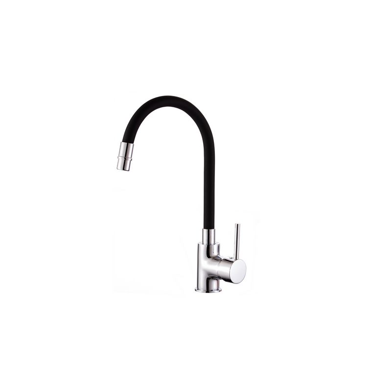 miscelatore cucina canna flessibile e girevole colore nero completo di flessibili serie mc