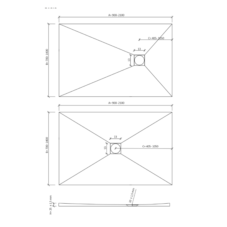 piatto doccia solidstone effetto pietra altezza cm 3 cm 68x93
