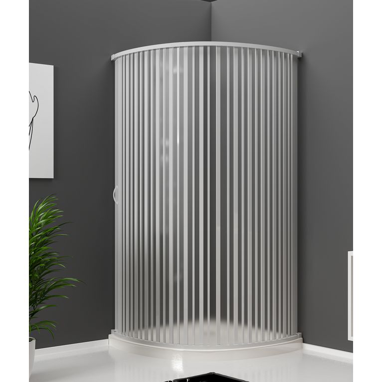 box doccia semicircolare apertura a soffietto 80 cm in pvc bianco - malta - ventana
