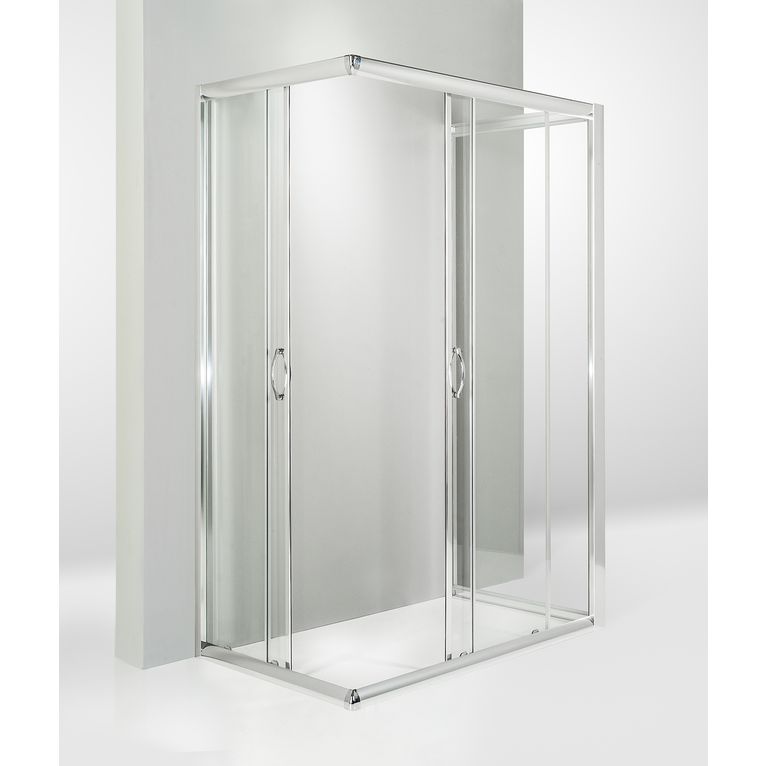box doccia 3 lati porta scorrevole 80x120x80 cm trasparente