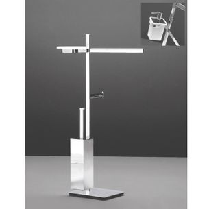 PIANTANA PORTA ASCIUGAMANI DOSASAPONE PORTAROTOLO CON SCOPINO CROMO E VETRO SATINATO SERIE SLIM CAPANNOLI