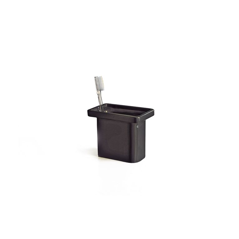 porta spazzolini da appoggio ceramica nero serie cut capannoli