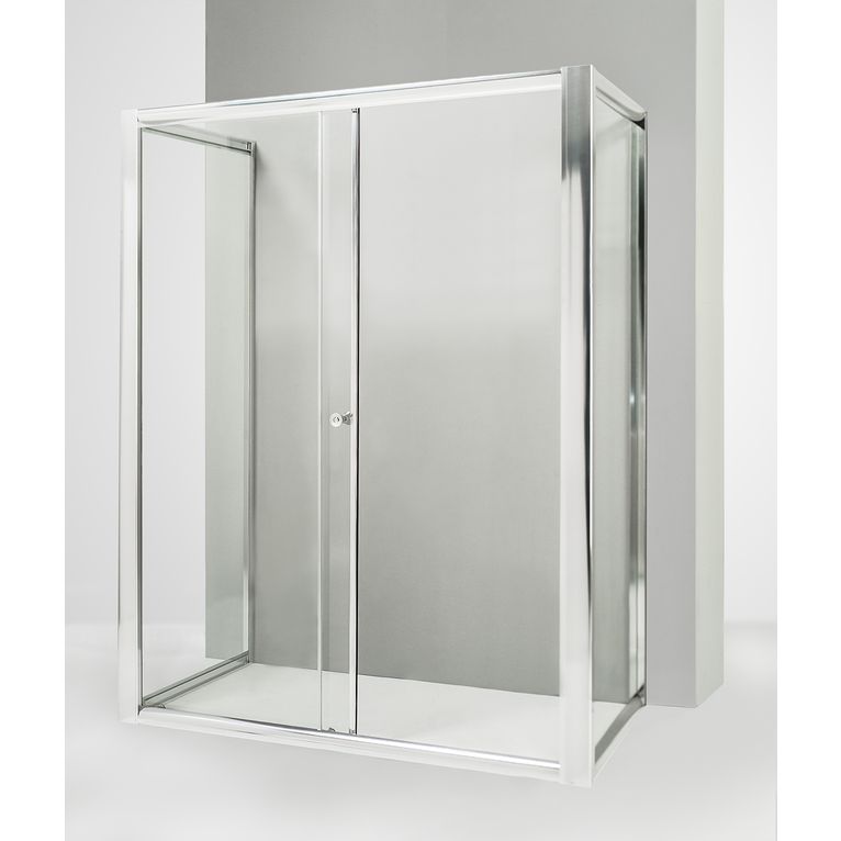 box doccia 3 lati con 2 ante fisse e porta scorrevole 85x110x85 cm trasparente 